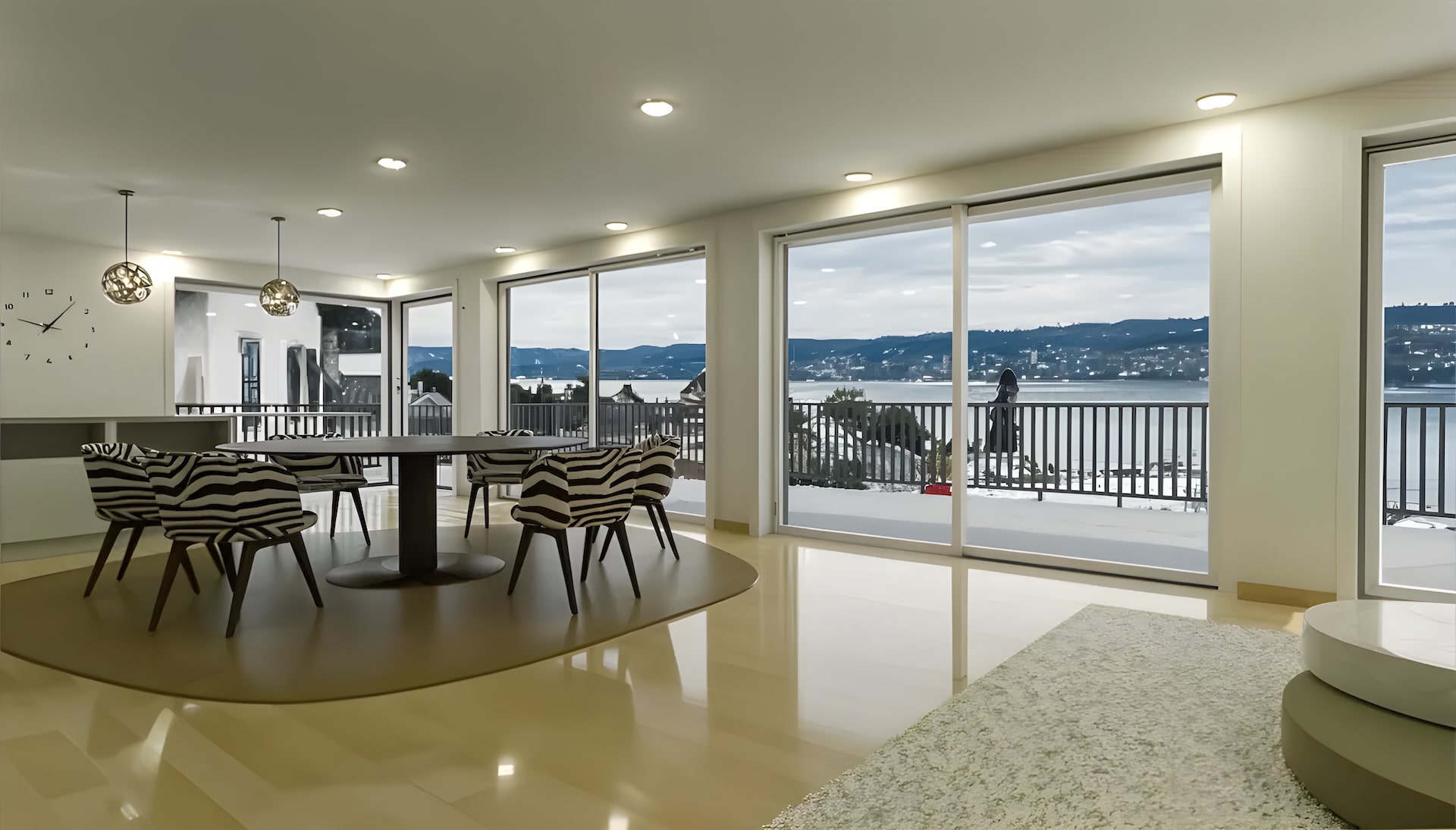 Neubau Zweifamilienhaus im Bezirk Horgen - Esszimmer mit Seeblick